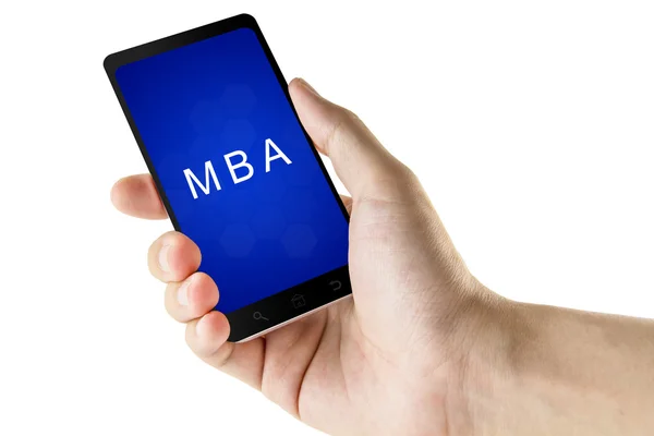 Master of Business Administration or MBA word on smart phone — Stock Photo, Image