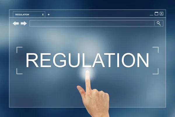 Hand press on regulation button on website — Stock Photo, Image