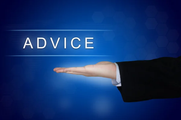 Botão de conselhos sobre fundo azul — Fotografia de Stock