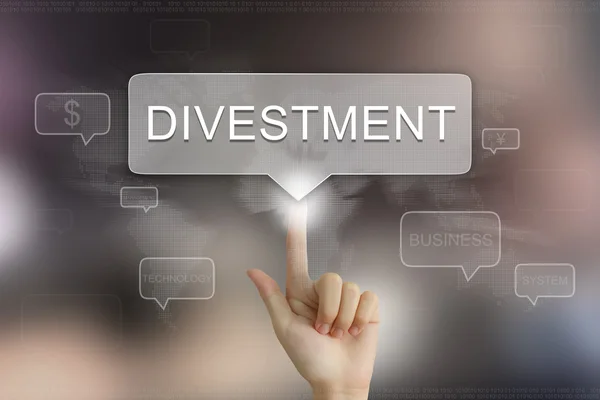 Hand clicking on divestment button — Stock Photo, Image