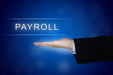 Payroll button on blue background clipart