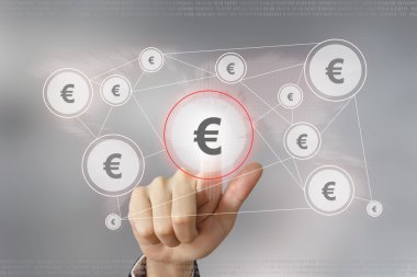 Euro para birimi düğmeye iş el