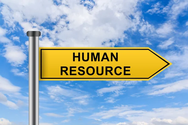 Yellow road sign with human resource words — Stock Photo, Image