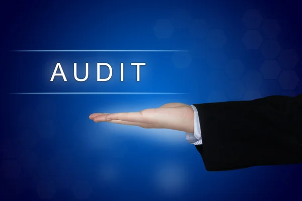 Audit button on blue background — Stock Photo, Image