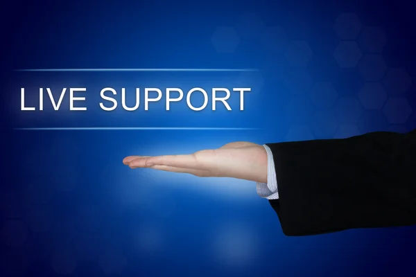 Live support button on blue background — Stock Photo, Image