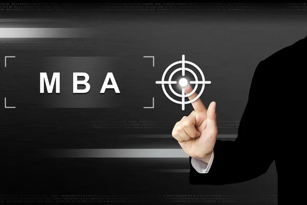 Business hand pushing mba or Master of Business Administration b — Stock Photo, Image