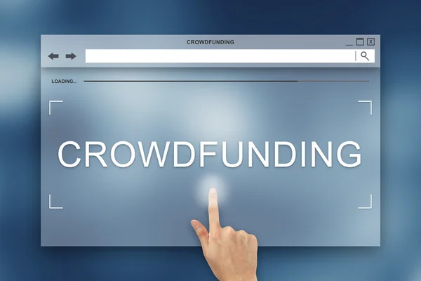 Ręcznie za pomocą przycisku crowdfunding na stronie internetowej — Zdjęcie stockowe