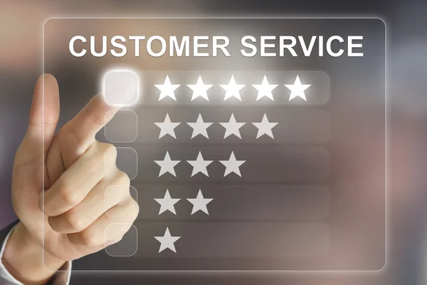 Business hand pushing customer service on virtual screen — Stock fotografie