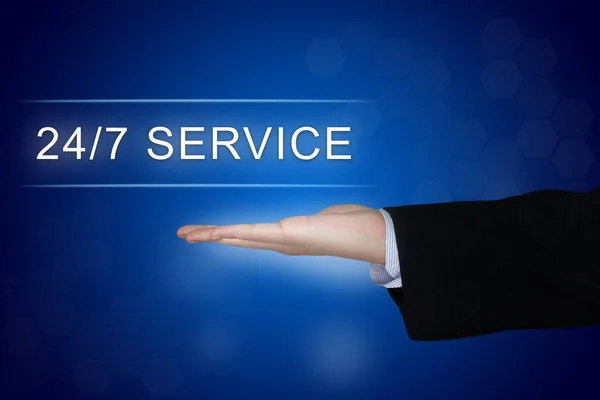 24 hours a day, 7 days a week service button on blue background — Φωτογραφία Αρχείου