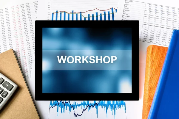 Workshop word on tablet — Stock Photo, Image