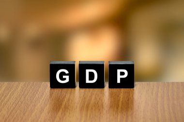 GDP or Gross domestic product on black block clipart