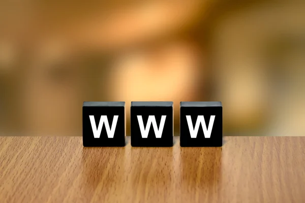 Www o World Wide Web en bloque negro — Foto de Stock