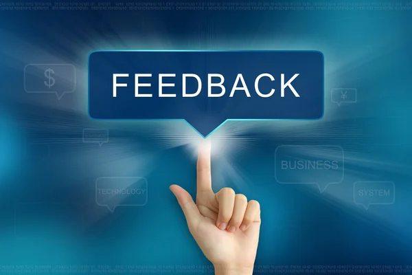 Hand clicking on feedback button — Stock Photo, Image