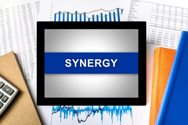 Synergy word on tablet — Stock Photo, Image