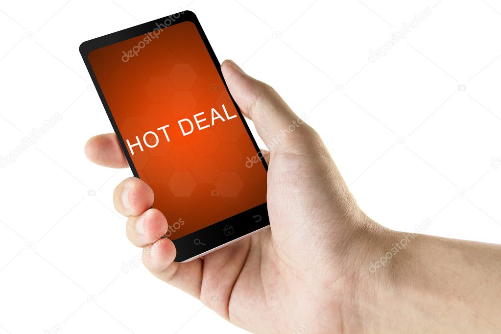 hot deal word on digital smart phone