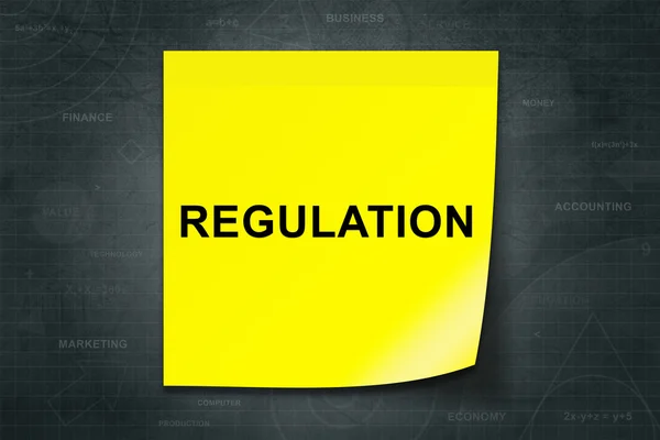 Regulation word on yellow note — Stock Photo, Image
