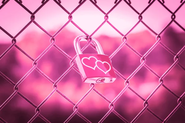 Love Lockers pink tone style — Stock Photo, Image