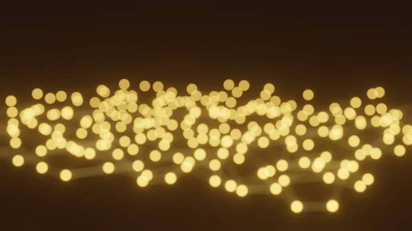 Turuncu bokeh siyah arkaplanının 3D canlandırması