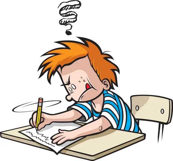 School Boy writing — Stock Vector