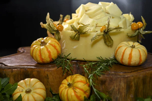 Party Table Gouda Parmesan Chees Meadow Freshness Cut Strips Side — Stock Photo, Image