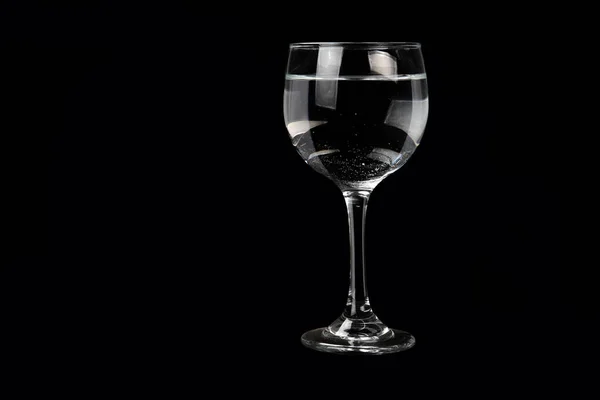 Transparent Crystal Bowl Isolated Black Background — Stock Photo, Image