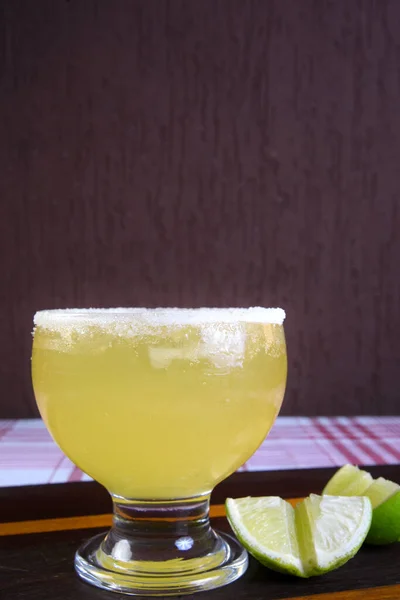 Deliciosa Refrescante Bebida Alcohólica Con Cítricos Margarita Cozumel Sobre Una — Foto de Stock