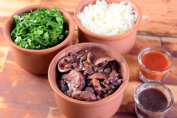 Comida Típica Brasileira Feijoada Feita Com Feijão Carne Porco Bacon — Fotografia de Stock