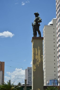 Goiania Goias Brezilya Bandeirante Bartolomeu Bueno anıtı, Anhanguera, Gois kaşifi, tarihi miras.