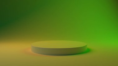 3D görüntüleme, zehirli gama kürsüsü. Ürün tasarım gösterisi için boş alan. Yeni ürün için sahne gösterisi. Kozmetik. Kürsüde. 