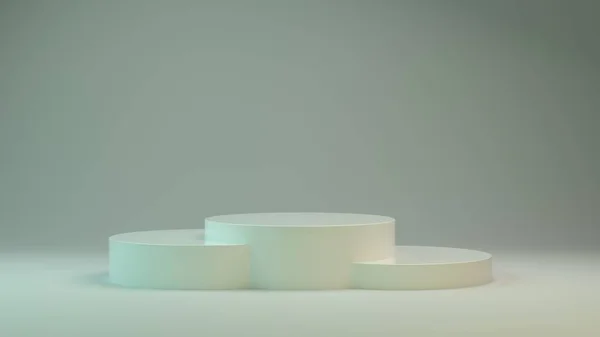 Exibição de produto com texturas de plástico branco. Pódio de hortelã 3D para apresentação de embalagens. ilustração 3d — Fotografia de Stock