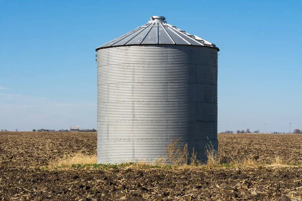 Metal Silo Open Field — Stock Photo, Image