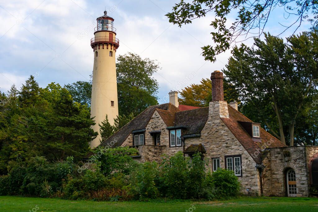 Lighthouse in the late afternoon light.  Evanston, Illinois, USA