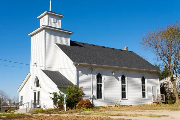 Igreja Centro Oeste Com Céus Azuis Fundo Troy Grove Illinois — Fotografia de Stock