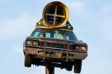 Joliet, Illinois / ABD - 23 Eylül 2020: Blues Kardeşler 'in 66. Otoyol' daki taklit arabası.
