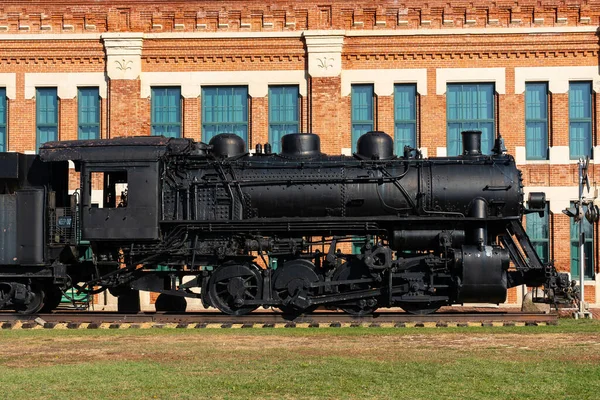 Alte Lokomotive Einer Kleinen Stadt Mittleren Westen Amboy Illinois Usa — Stockfoto