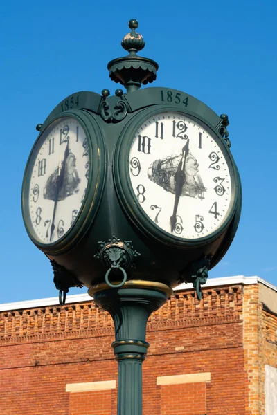 Vieille Horloge Dans Petite Ville Midwest Amboy Illinois États Unis — Photo