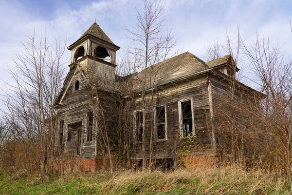 伊利诺伊州农村废弃的旧校舍 Elmira Illinois Usa — 图库照片