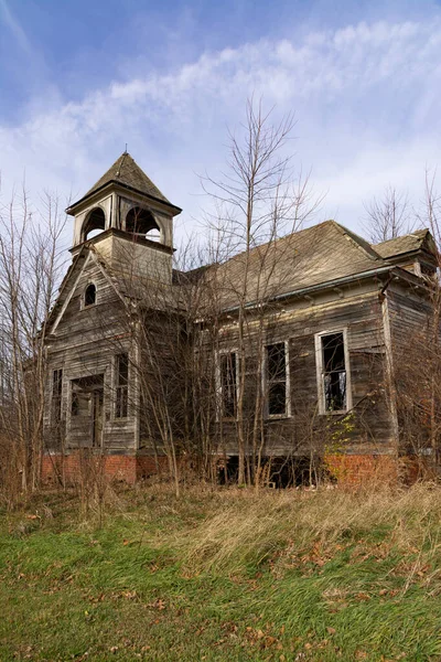 Altes Verlassenes Schulhaus Ländlichen Illinois Elmira Illinois Usa — Stockfoto