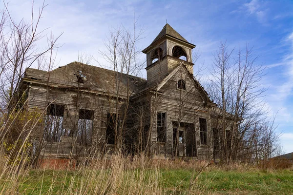 Antiga Escola Abandonada Illinois Rural Elmira Illinois Eua — Fotografia de Stock