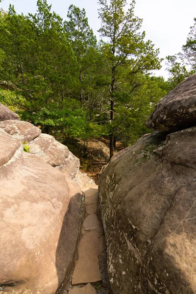 Wandelpad Door Rotsachtig Landschap Bij Garden Gods Shawnee National Forest — Stockfoto