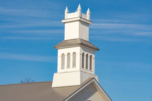 Campanile Vecchia Chiesa Nel Midwest Una Bella Mattina Inverno Putnam — Foto Stock