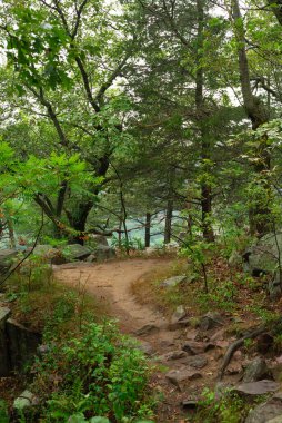 Doğu Kayalıkları 'nda yürüyüş parkurunda. Devil 's Lake State Park, Wisconsin, ABD
