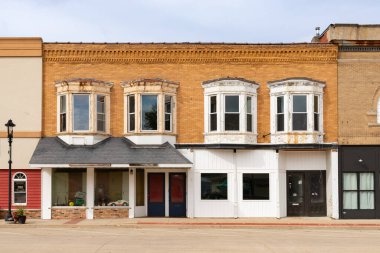 Cambridge, Illinois - United States - October 7th, 2025: Downtown buildings and storefronts on N Prospect Street in Cambridge, Illinois, USA.