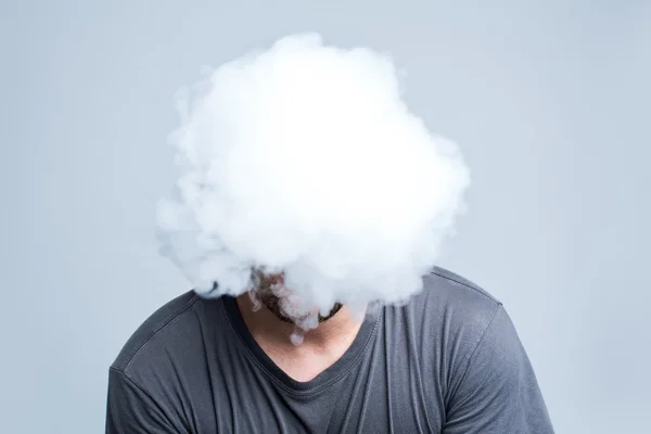 Face covered with thick smoke — Stock Photo, Image