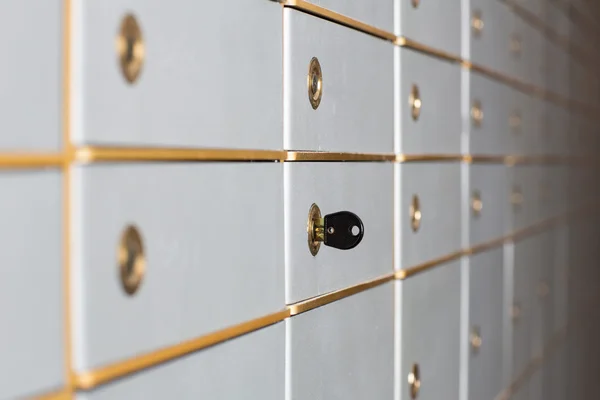 Rows of safety deposit boxes or security lockers — Stock Photo, Image