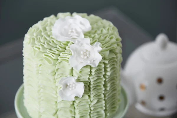 Fancy Cake geserveerd in Tea Time Rechtenvrije Stockfoto's