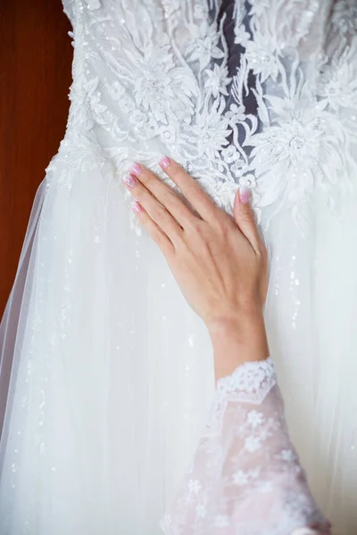 Schönes Brautkleid Für Die Braut Hochzeitstag — Stockfoto