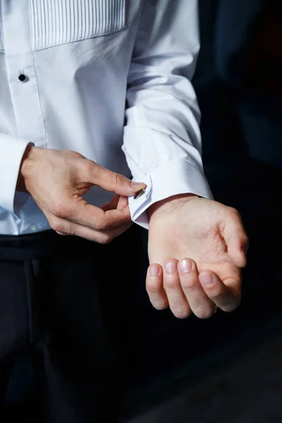 Homem Veste Fato Homem Dia Casamento — Fotografia de Stock