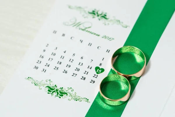 Anillos Boda Oro Para Los Recién Casados Día Boda — Foto de Stock