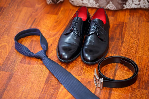 Accessoires Homme Chaussures Ceinture Cravate Boutons Manchette — Photo